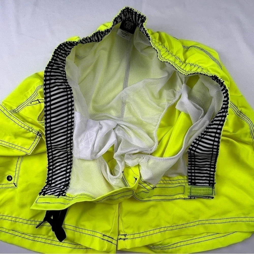 Route 66 - Men’s Trunks - Bright Yellow - Neon - Large